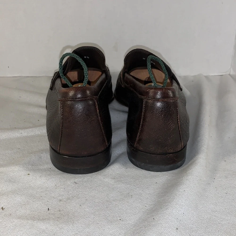 Santoni Mens Brown Leather Penny Loafers